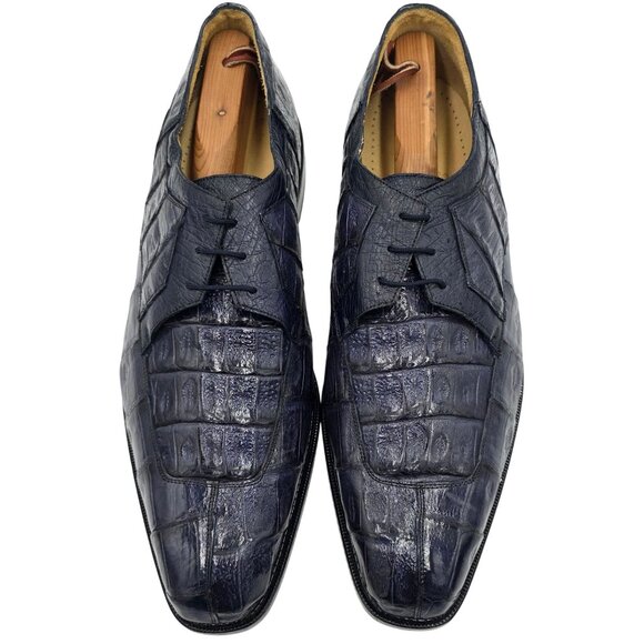 NEW Belvedere Exotic Navy Blue Crocodile Dress Shoes Men size 15 Split-toe Derby main image 12